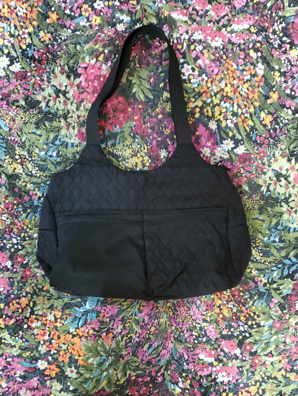 travelon quilted black shoulder tote bag